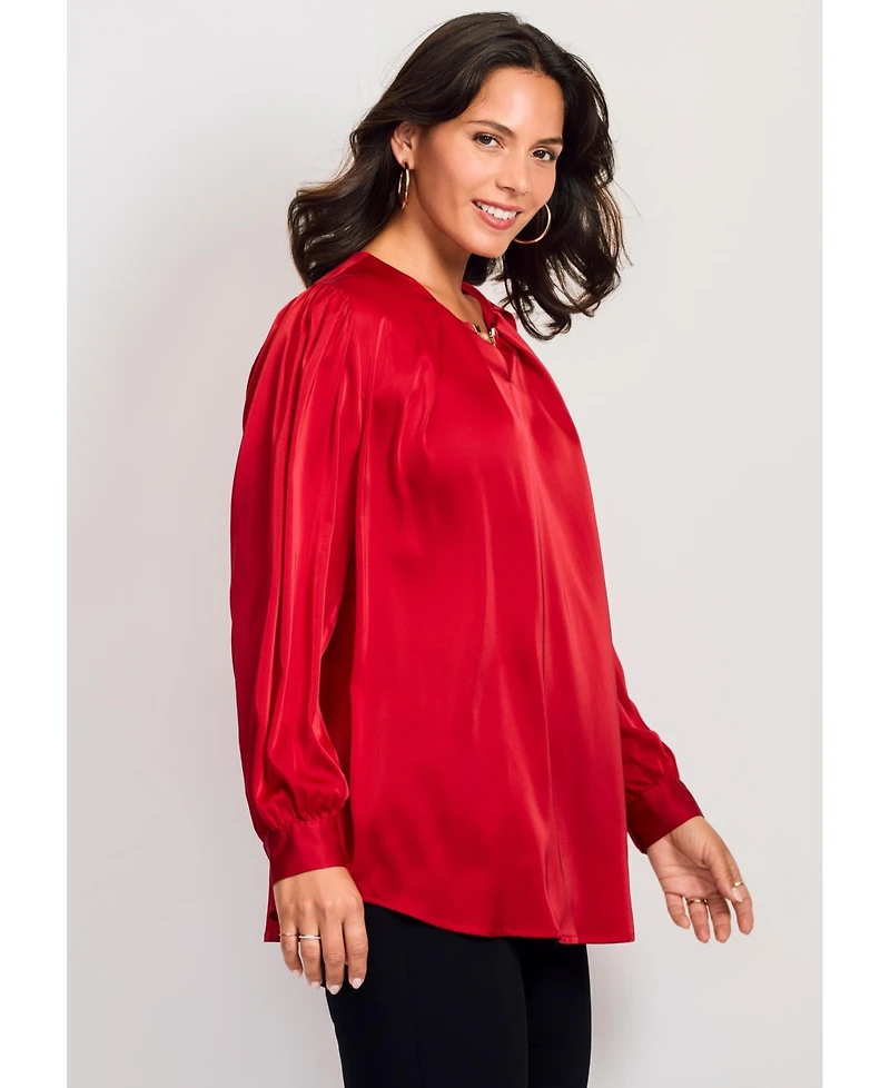 Avenue Women's Chain Detail Satin Top