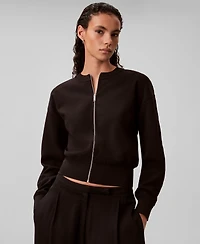 Calvin Klein Women's Crewneck Zip Front Cardigan Jacket