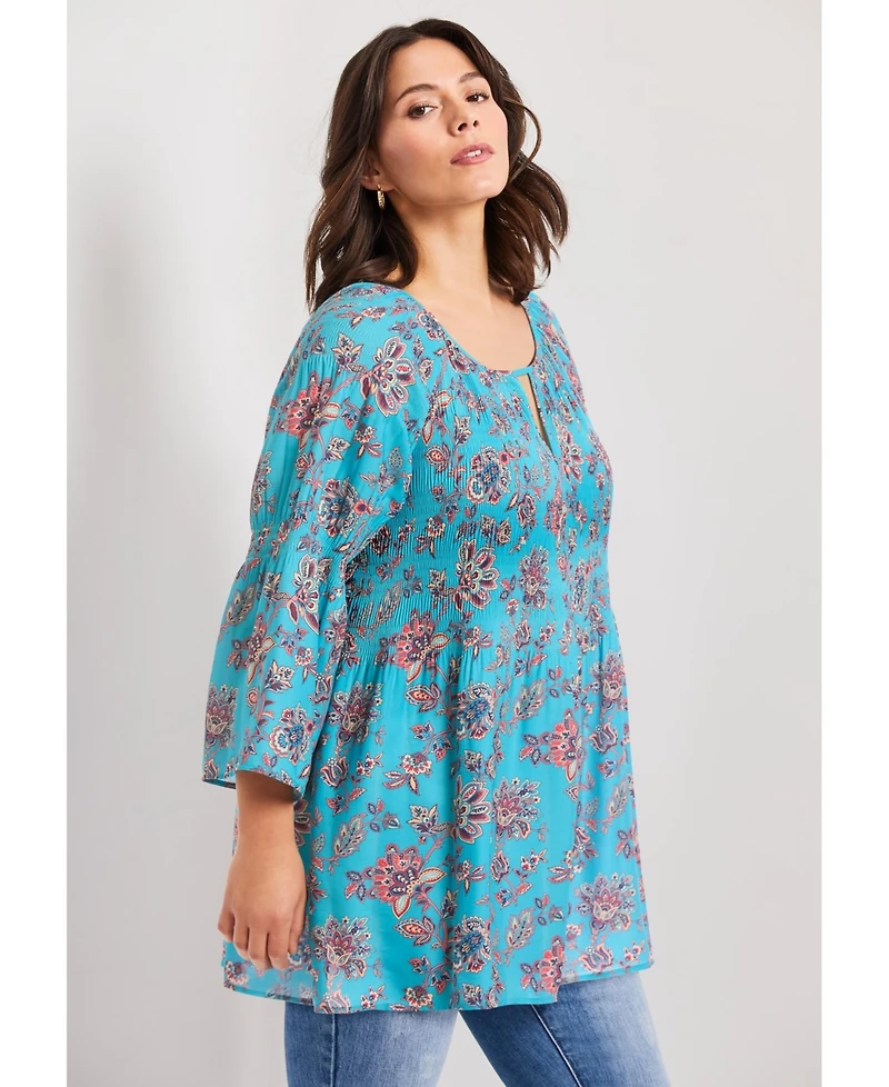 Avenue Women's Keyhole Bell Sleeve Tunic