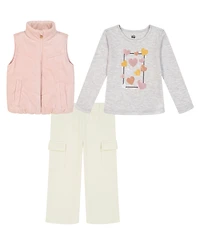 Kids Headquarters Girls 4T-6X T-Shirt, Vest and Pants, 3-Piece Set