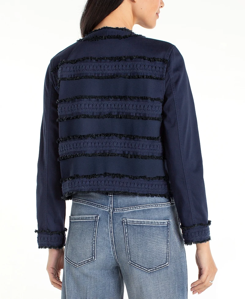 Liverpool Los Angeles Petite Collarless Fray and Lace Jacket