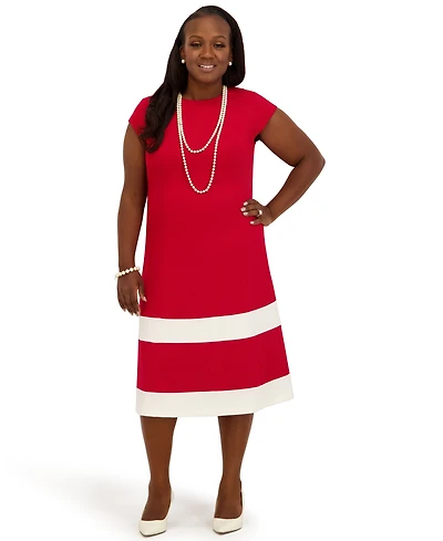 Kasper Women's Cap Sleeve Knee Length Fit & Flare Dress, Regular and Plus