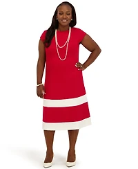 Kasper Women's Cap Sleeve Knee Length Fit & Flare Dress, Regular and Plus