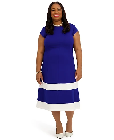 Kasper Women's Cap Sleeve Knee Length Fit & Flare Dress, Regular and Plus