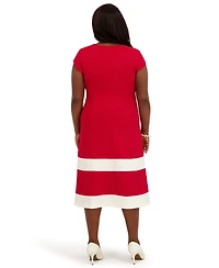Kasper Women's Cap Sleeve Knee Length Fit & Flare Dress, Regular and Plus