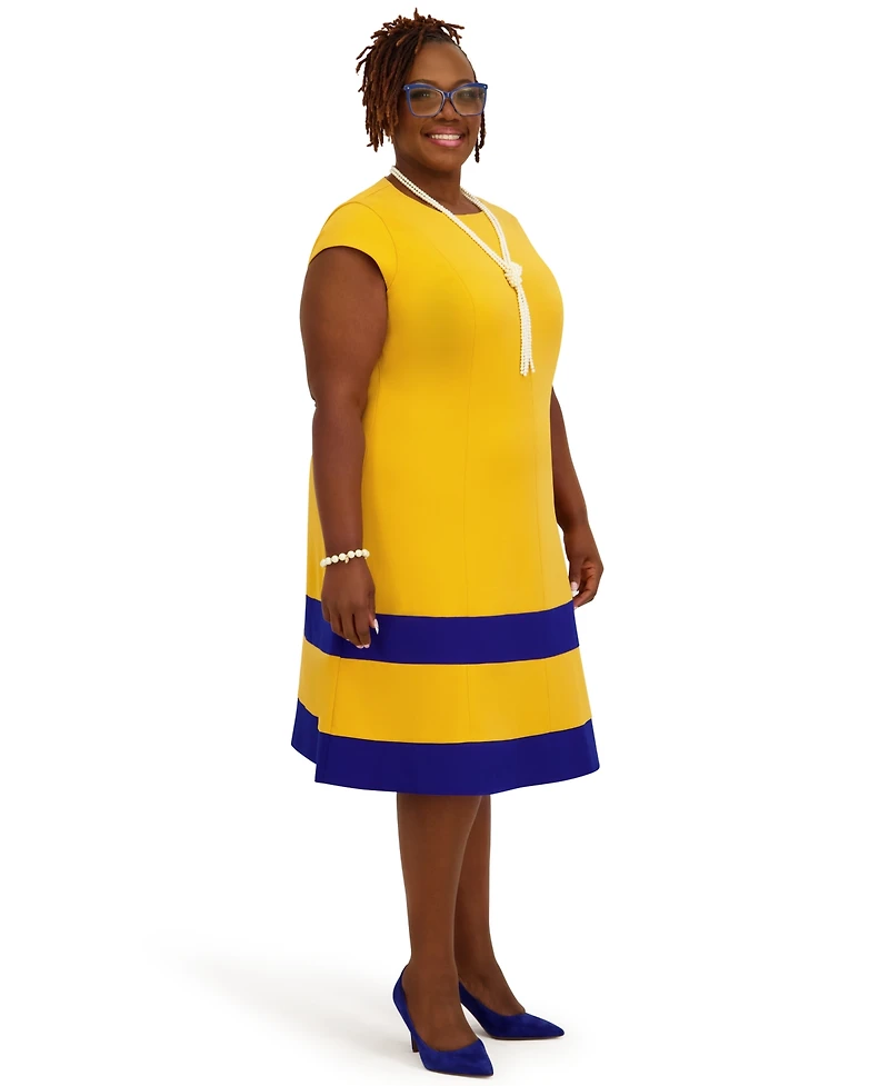 Kasper Women's Cap Sleeve Knee Length Fit & Flare Dress, Regular and Plus