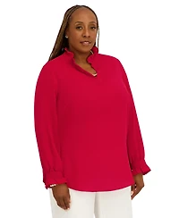 Kasper Women's V-Neck Long-Sleeve Top, Regular and Plus