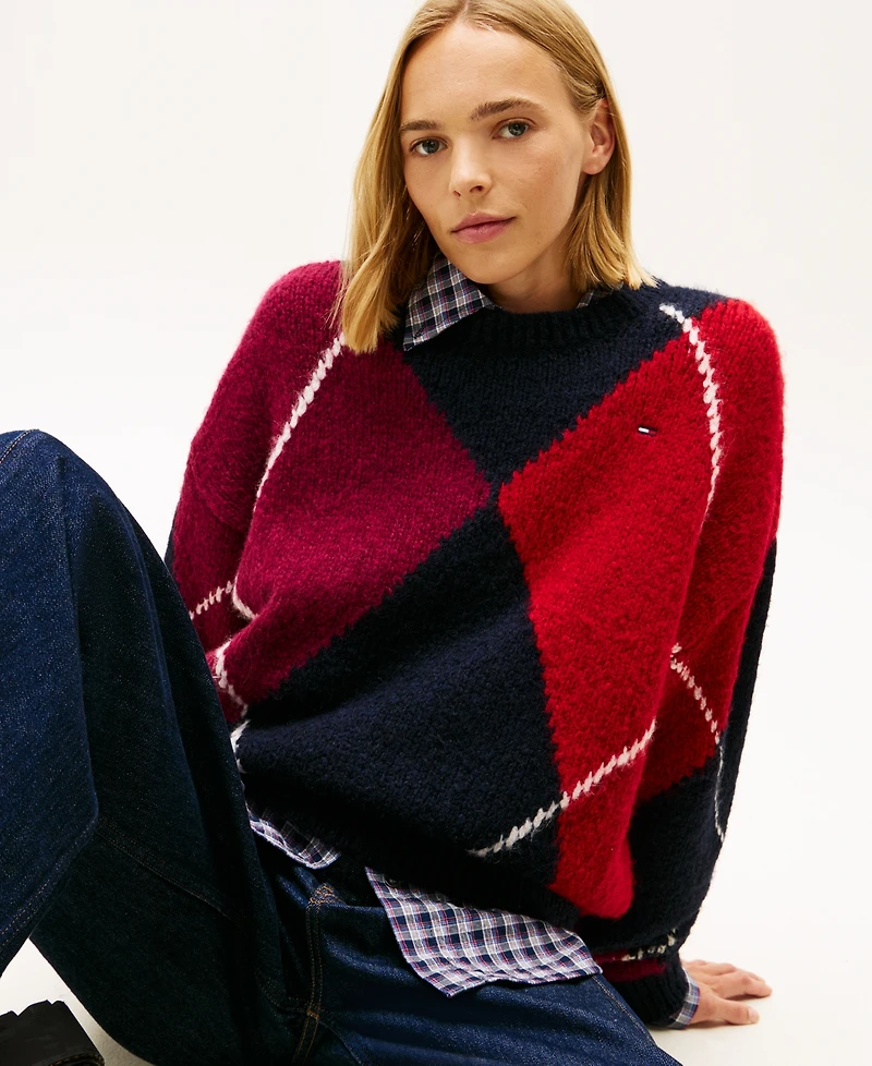 Tommy Jeans Women's Argyle Crewneck Sweater