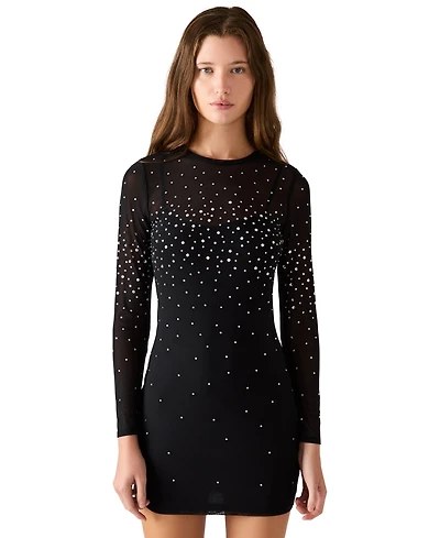 Steve Madden Women's Embellished Long-Sleeve Mini Dress