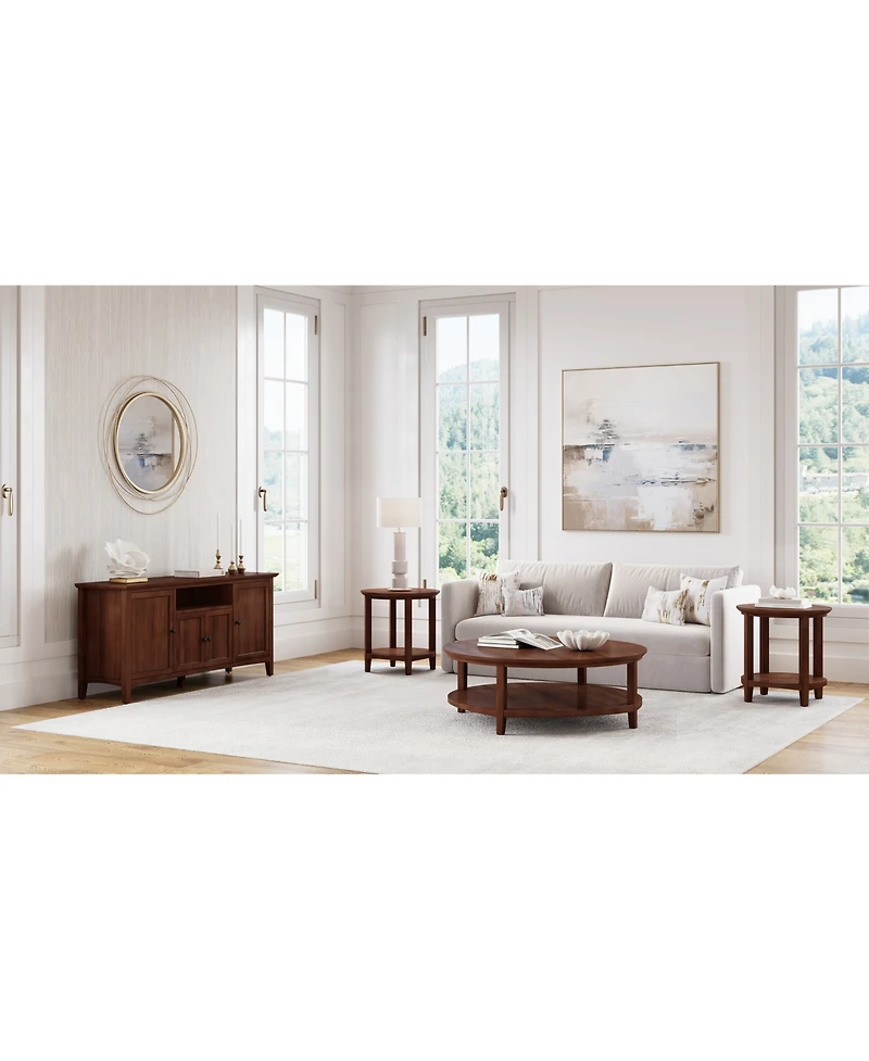 Furniture 47" Solid Wood Hedworth Round End Table