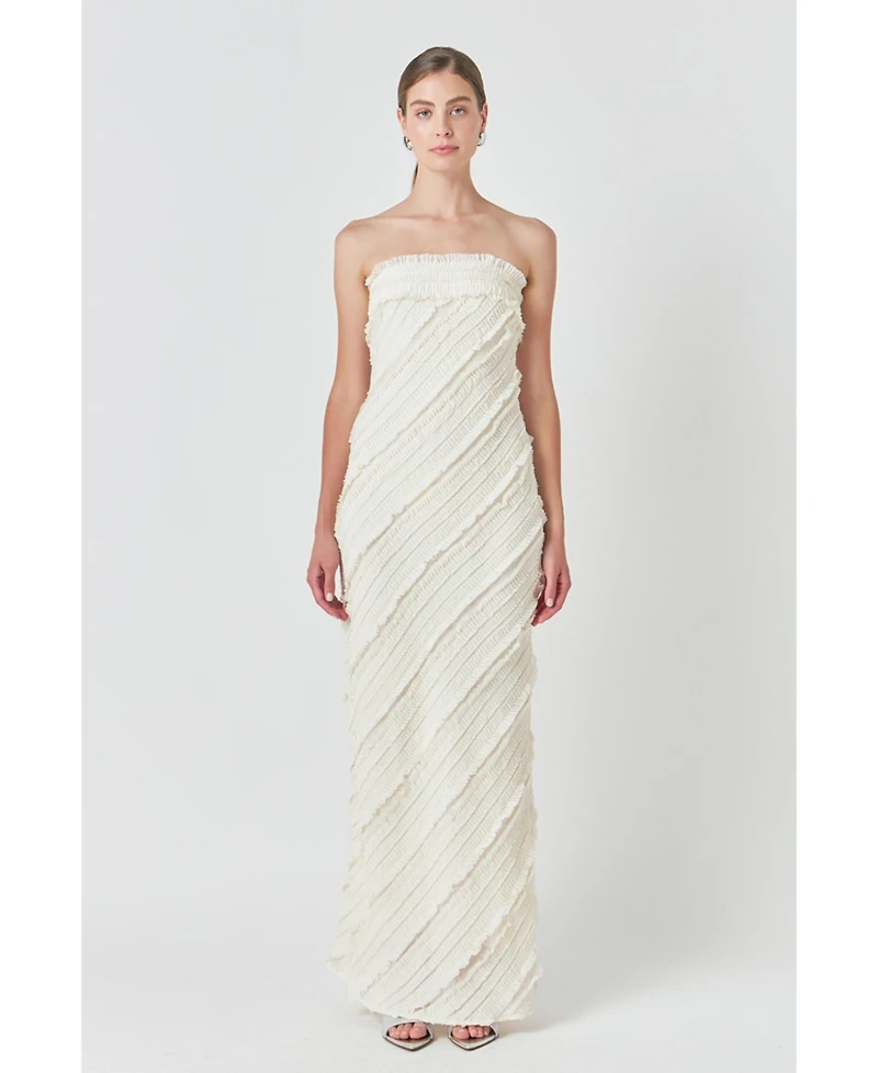 endless rose Women's Strapless Ruffled Maxi Dress