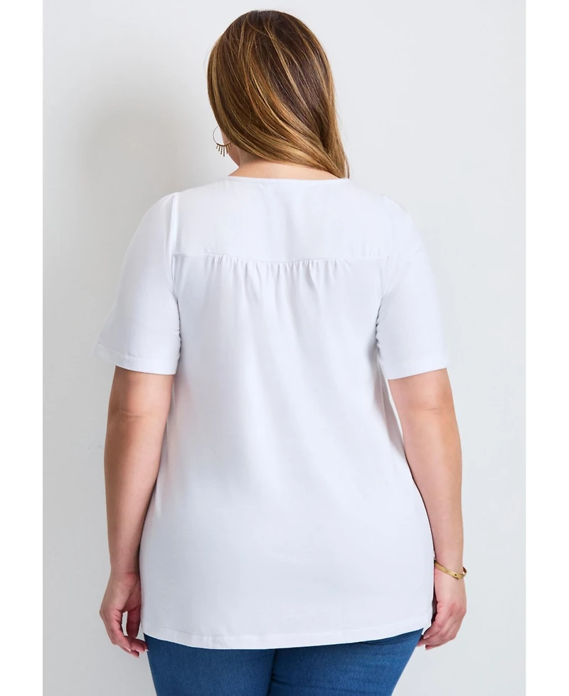 Avenue Women's Plus Smocked Squareneck Top