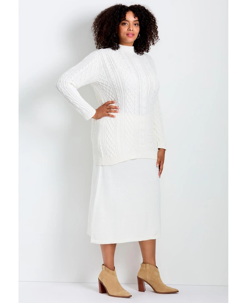 Avenue Women's Mock Neck Cable Sweater