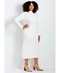 Avenue Women's Mock Neck Cable Sweater