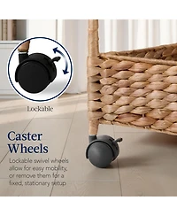 Best Choice Products 3-Tier Water Hyacinth Rolling Utility Cart w/ Weaved Baskets