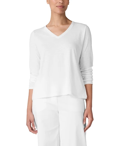 Eileen Fisher Women's V-Neck Long-Sleeve T-Shirt