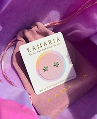 Kamaria Flower Stud Earrings With Lab-Grown Opal 14k Gold Plated Sterling Silver