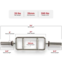 Sunny Health & Fitness Olympic Tricep Bar with Spin-Lock Ring Collars