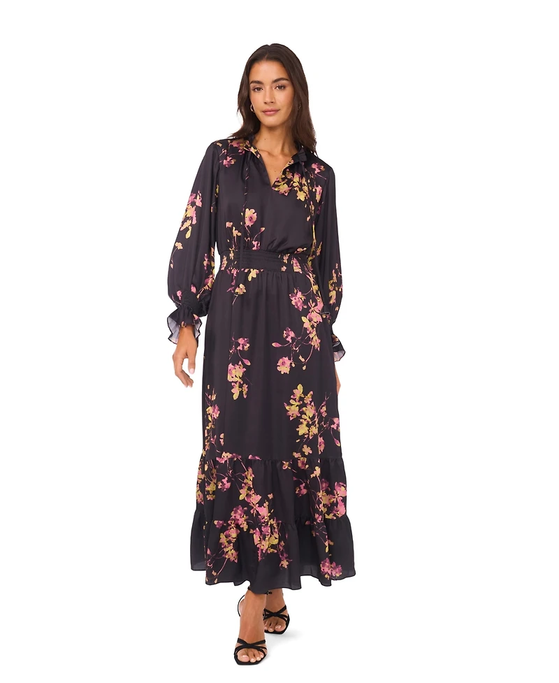 Vince Camuto Women's Long-Sleeve Smocked Waist Maxi Dress