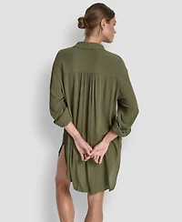 Dkny Women's Gauze Collared Button-Front Beach Shirt