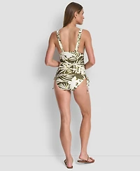 Dkny Women's Side Tie Plunge Removable Cups One-Piece Swimsuit