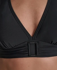 Dkny Women's Shirred Buckle Front V-Neck Halter Top