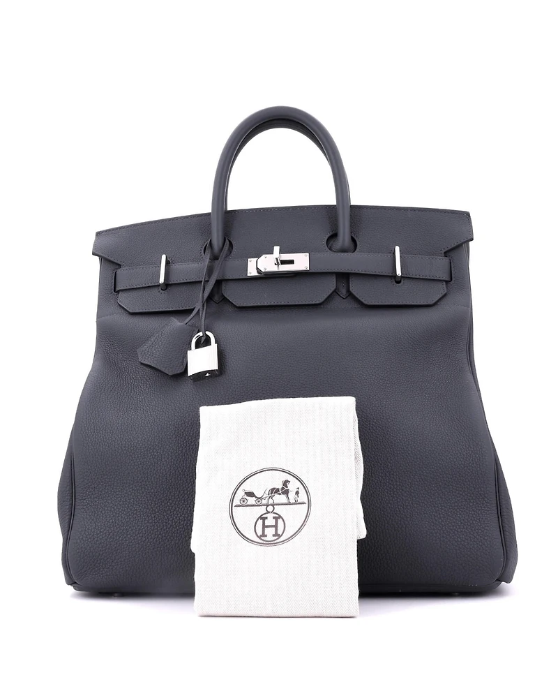 Pre-Owned HERMES Hac 40 Handbag Grey Togo with Palladium Hardware