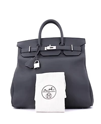 Pre-Owned HERMES Hac 40 Handbag Grey Togo with Palladium Hardware