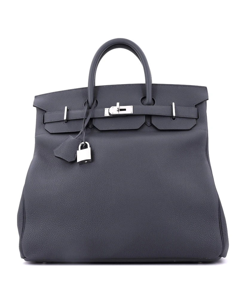Pre-Owned HERMES Hac 40 Handbag Grey Togo with Palladium Hardware