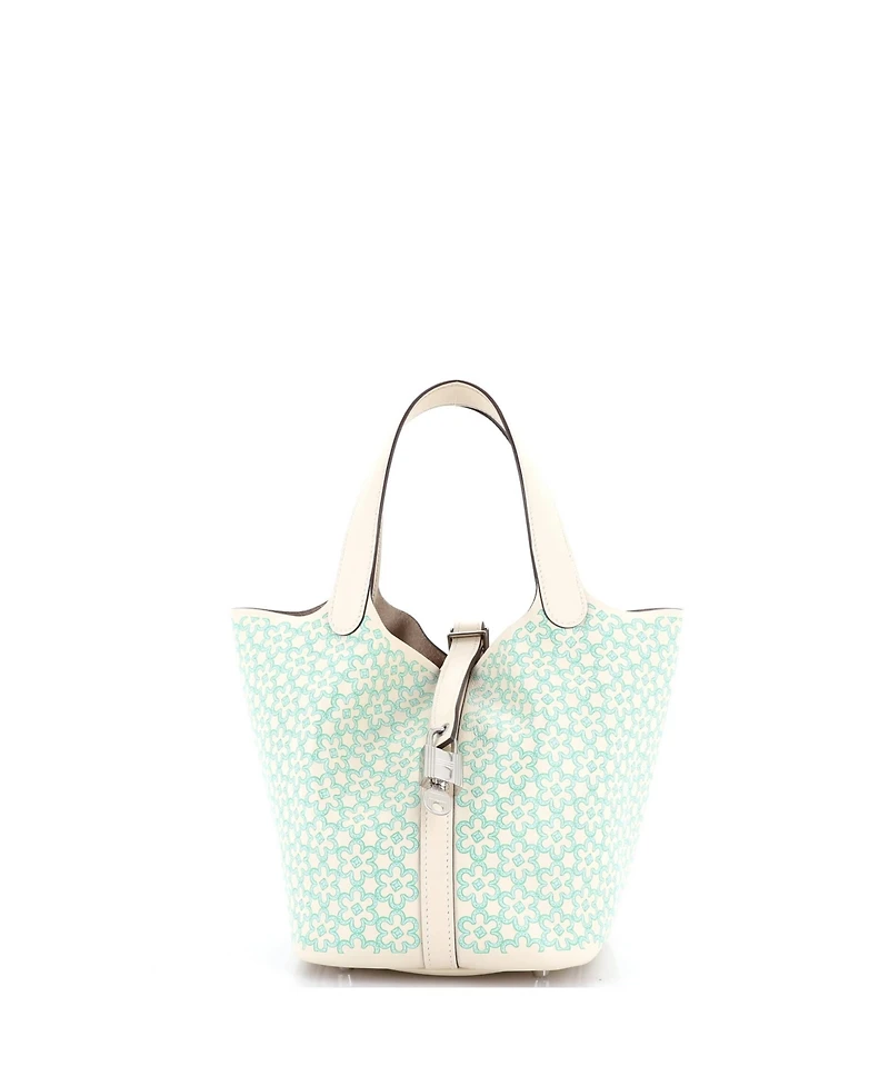 Pre-Owned Hermes Pm Picotin Lock Bag Lucky Daisy Printed Swift