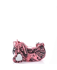 Pre-Owned Balenciaga Xs Le Cagole Graffiti Giant Studs Shoulder Bag Leather