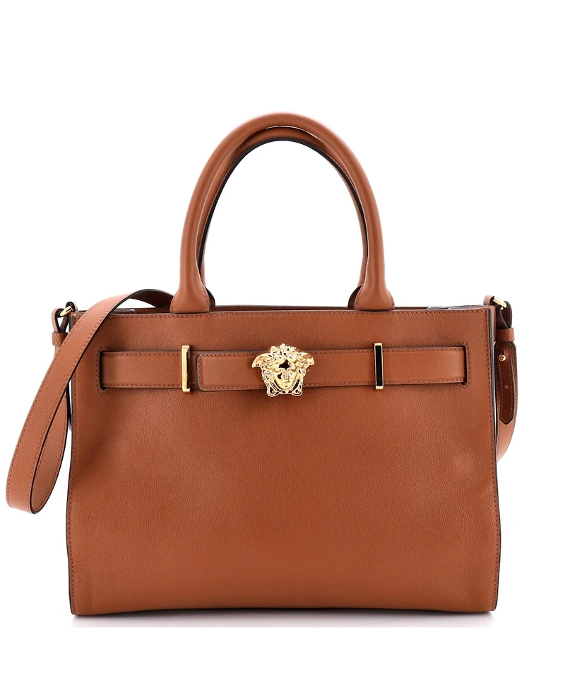 Pre-Owned Versace Large Palazzo Medusa Belted Convertible Tote Leather