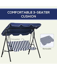 Outsunny 3-Seat Outdoor Patio Swing Chair w/ Tilt Canopy Cushion Dark