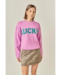 English Factory Women's Glitter Lettering Sweater