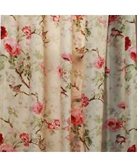 Ellis Curtain Balmoral 100 Percent High Quality Fabric Floral Print Rod Pocket Panel Window Curtain - 48 x63" Red