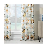 Greenland Home Fashions Kona Luxurious 3" Rod Pocket Curtain Panel Pair with Tiebacks 42" x 84" Ocean