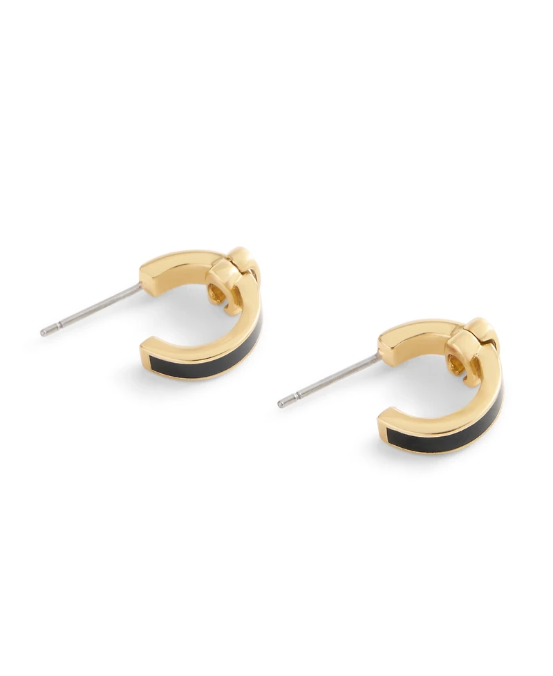 Coach Gold Plated Signature C Enamel Huggie Earrings