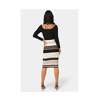 Bebe Women's Off Shoulder Stripe Dress