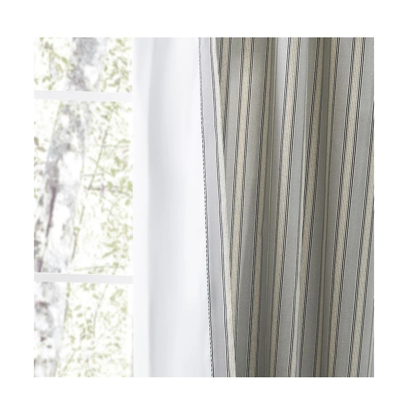 Ellis Curtain Springfield Stripe Tailored 3" Rod Pocket Curtain Panel Pair with Ties 82" x 84