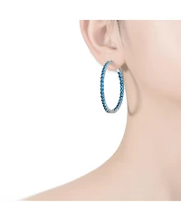 Rhodium Plated Cubic Zirconia Hoop Earrings