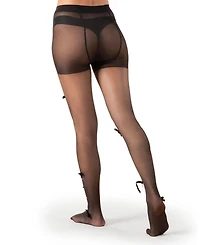 MeMoi Women's Sheer Fashion Velvet Bows and Faux Pearl Studded Tights