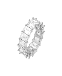 by Adina Eden Rhodium Plated Emerald Cut Eternity Band Ring