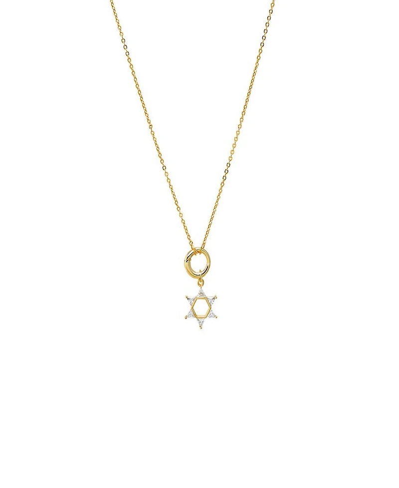 by Adina Eden Cubic Zirconia Triangle Star Of David Toggle Necklace