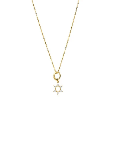 by Adina Eden Cubic Zirconia Triangle Star Of David Toggle Necklace