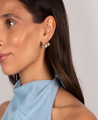 by Adina Eden Cubic Zirconia Gold Plated Bezel Round Baguette Huggie Earrings