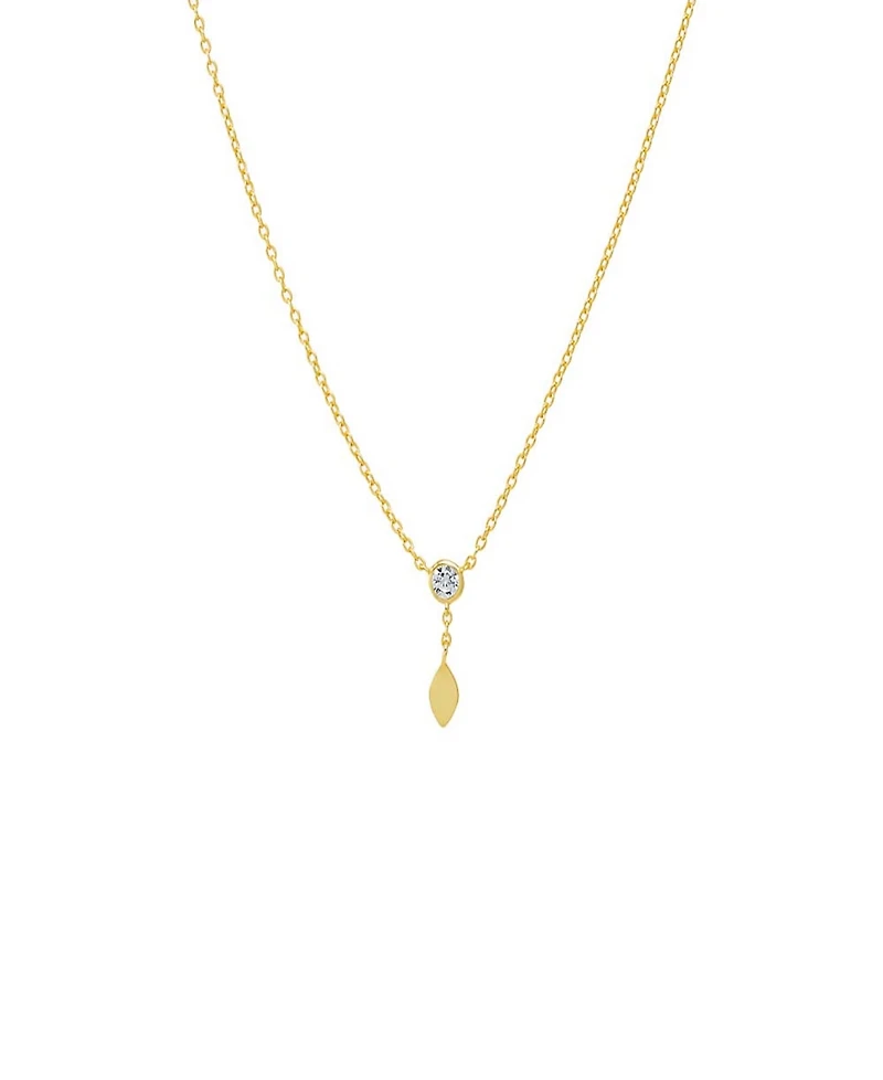by Adina Eden Cubic Zirconia Bezel X Solid Marquise Drop Necklace