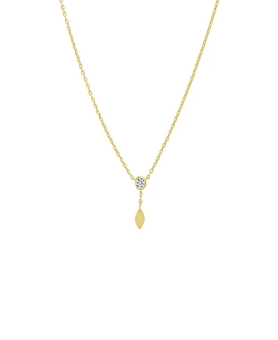 by Adina Eden Cubic Zirconia Bezel X Solid Marquise Drop Necklace