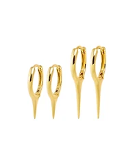by Adina Eden Solid Elongated Spike Gold Plated Huggie Earring Combo Set
