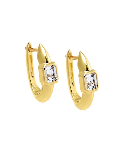 by Adina Eden Cubic Zirconia Gold Plated Gold Plated Emerald Bezel Huggie Earrings