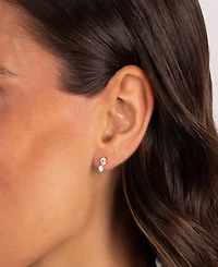 by Adina Eden Double Cubic Zirconia Gold Plated Stud Earrings